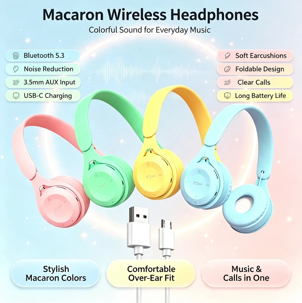 Anc Wireless Over Ear Headphones - Foldable Over Ear Bluetooth 5.0 Headphones