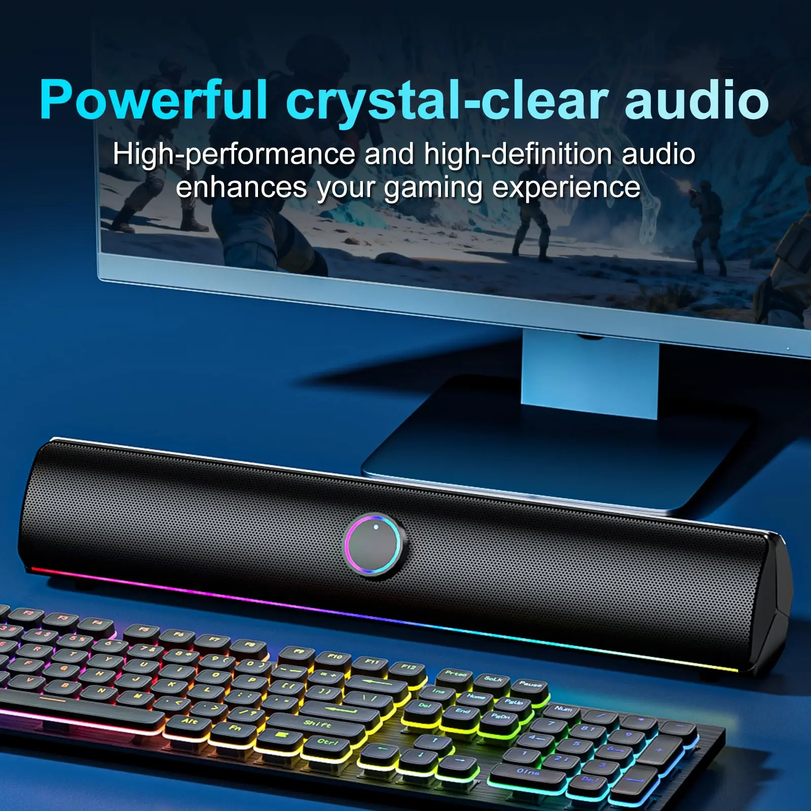Gaming Soundbar, USB One-Cable - Rgb Computer Soundbar For Pc ulasan dan harga