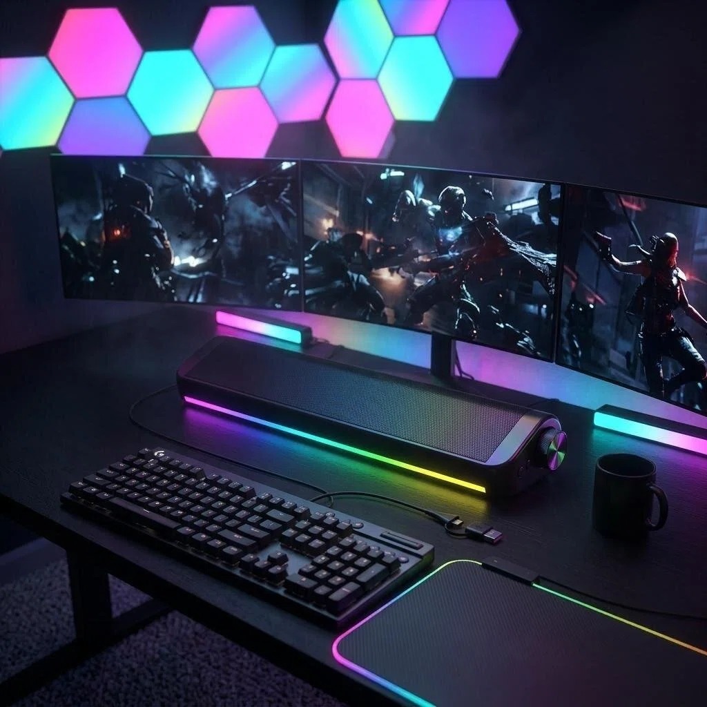 Wired Bluetooth Computer Speak - Rgb Computer Soundbar For Pc ulasan dan harga