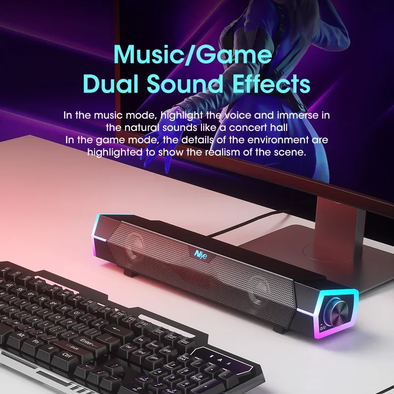 4D Stereo Sound Bar PC Speaker - Rgb Computer Soundbar For Pc ulasan dan harga
