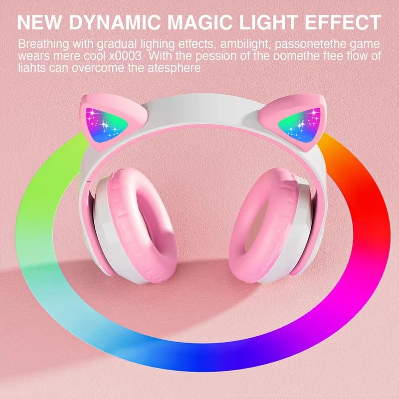 T28 Wireless Bluetooth Headpho - Cat Ear Bluetooth Headset Led ulasan dan harga