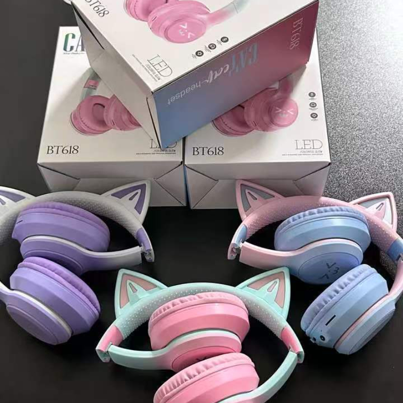 T28 Wireless Bluetooth Headpho - Cat Ear Bluetooth Headset Led ulasan dan harga