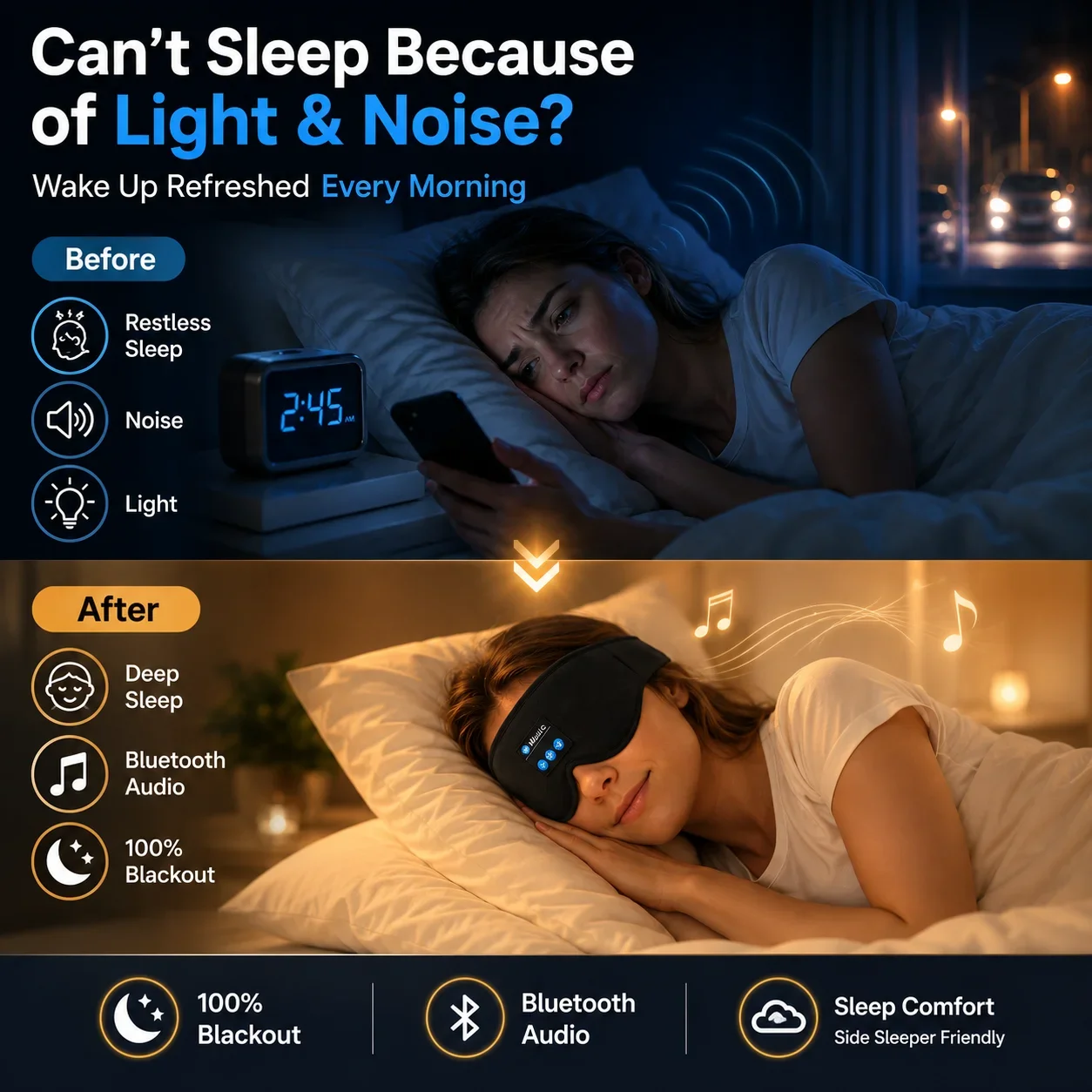 Wireless Sleep Headphones Eye  - Sleep Mask Headphones Bluetooth ulasan dan harga