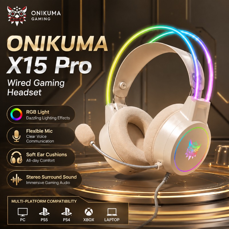 ONIKUMA X15 Pro Gaming Headset - Gaming Headset With Mic Rgb ulasan dan harga