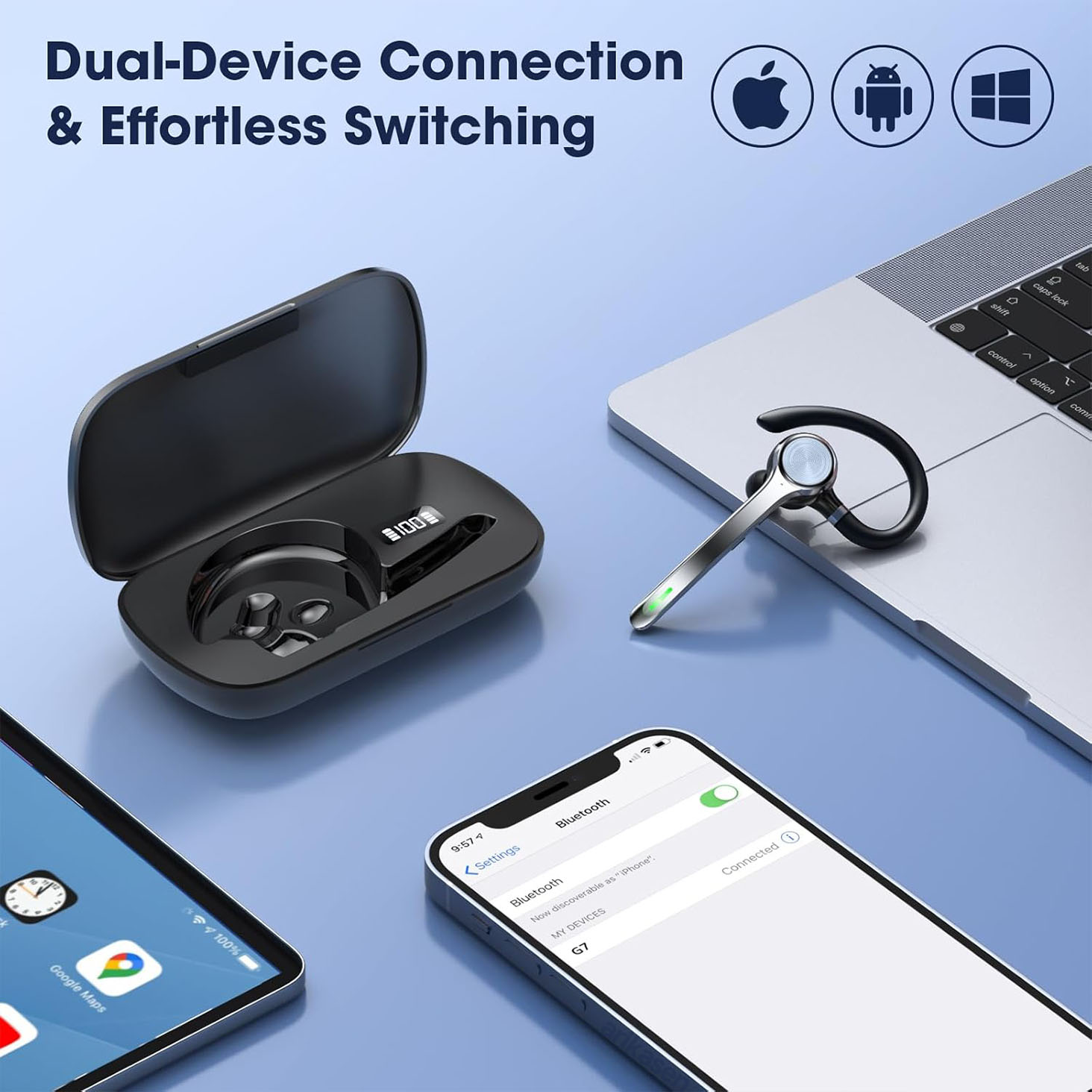 Wireless Headset Single-Ear Bl - Open Ear Air Conduction Headphones ulasan dan harga