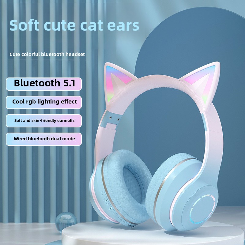 New Best Selling Head-Mounted  - Cat Ear Bluetooth Headset Led ulasan dan harga